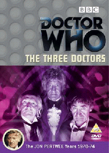 Front sleeve for the Region 2 DVD release of Doctor Who: The Three Doctors